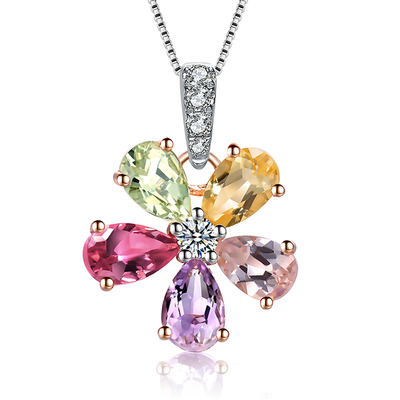 時光之詩 ENZO珠寶商場同款18K金鑲碧璽黃晶紫晶鐘表吊墜